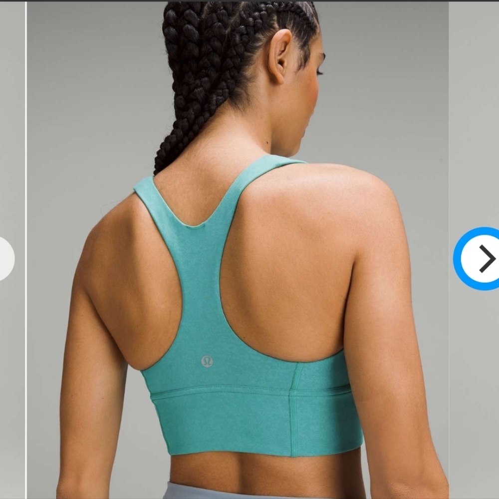 #233. lululemon Wunder Train Longline Bra - Medium Support.C/D Cup. Teal EUC - Picture 5 of 8